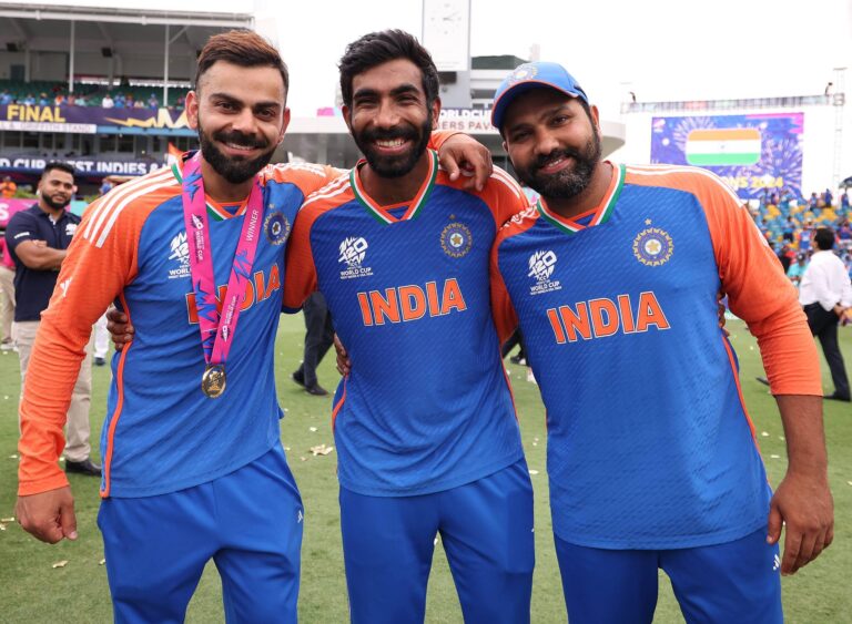 Virat Kohli, Rohit Sharma and Jasprit Bumrah